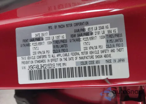 2017 Mazda Cx-5 Sport z USA, uszkodzony, nr VIN JM3KFABL9H0215318